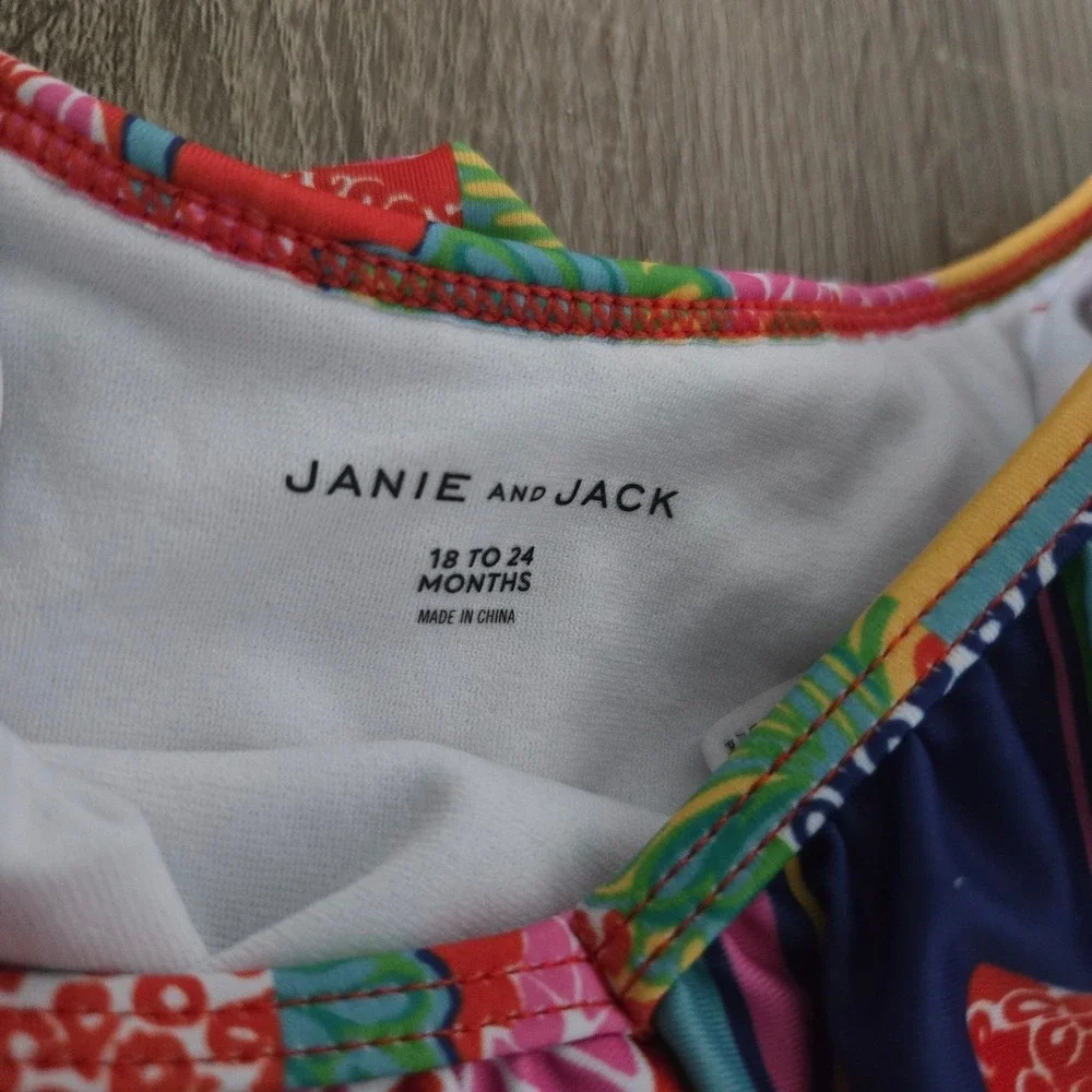 Janie and Jack Girls Swimsuit 18-24 Months Floral Ruffle Two‎ Piece Cute